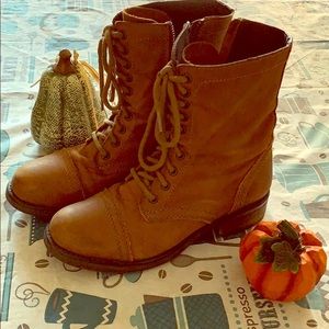Brown Steve Madden combat boots